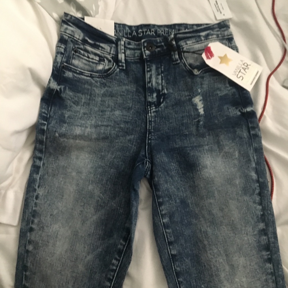 Acid wash high rise skinny jeans